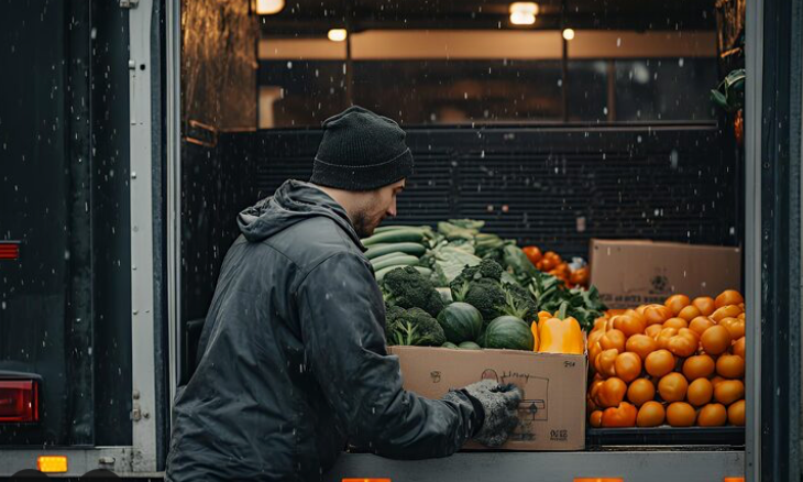 Worker verifying food deliveries to support food traceability